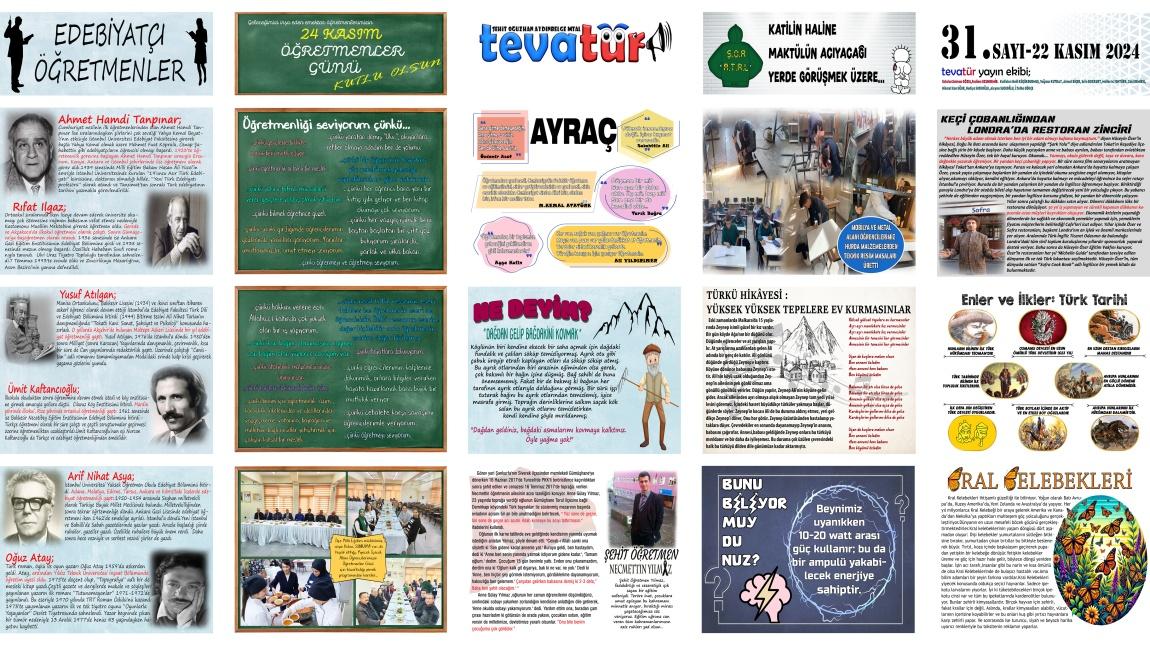 Okul gazetemiz tevatür'ün 31. sayısı yayında