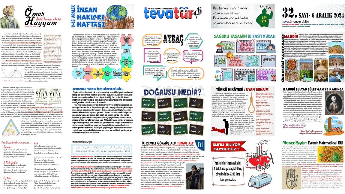 Okul gazetemiz tevatür'ün 32. sayısı yayında